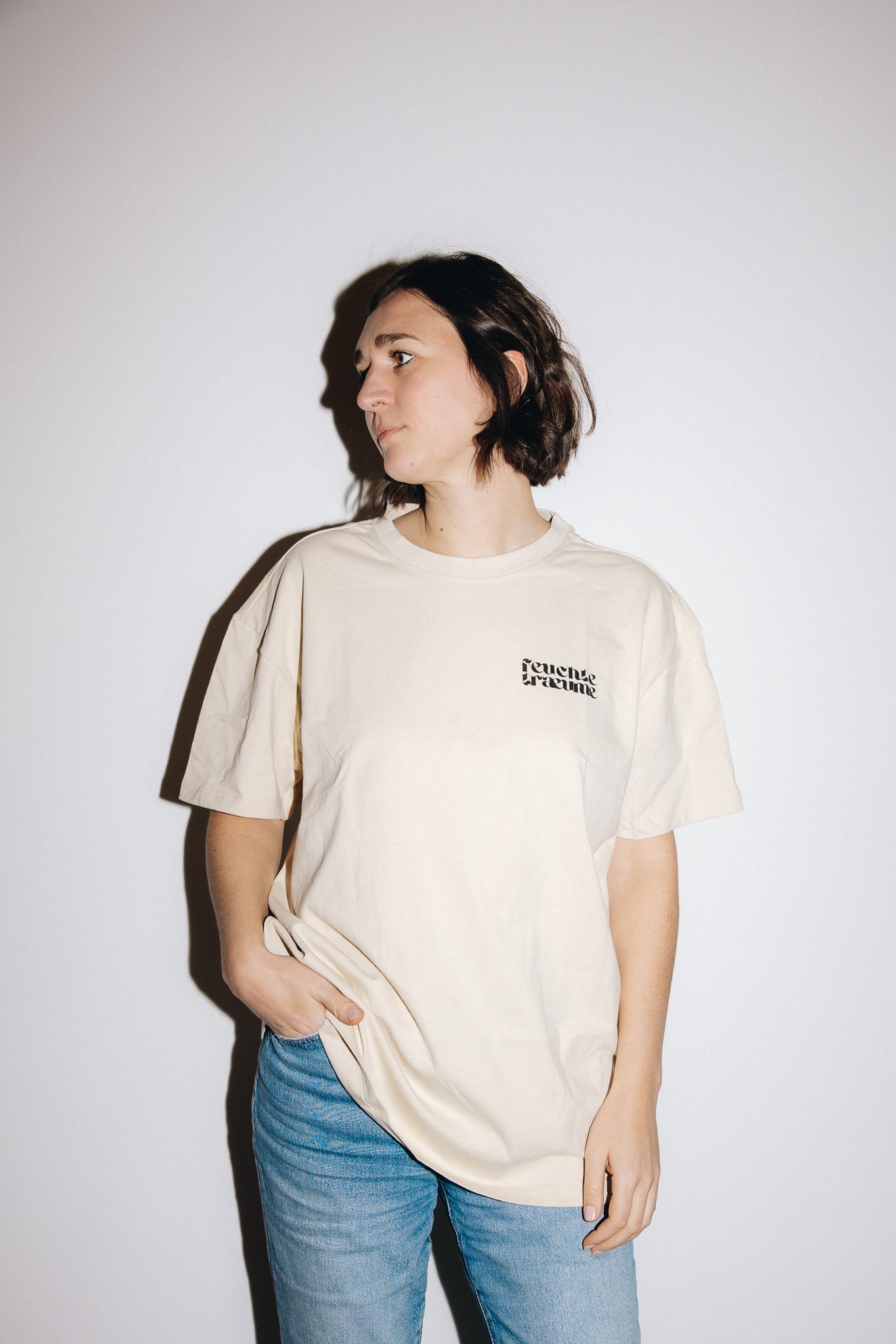Heavy Oversize Shirt feuchteträume - Unisex mit Rückenprint | M
